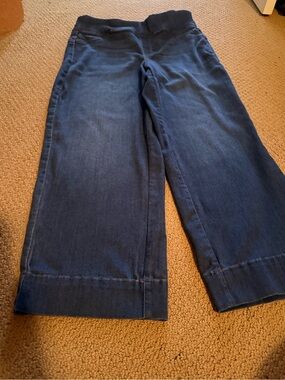 Chico's Dark Indigo Stretch Pull-On Wide Ankle Jeans